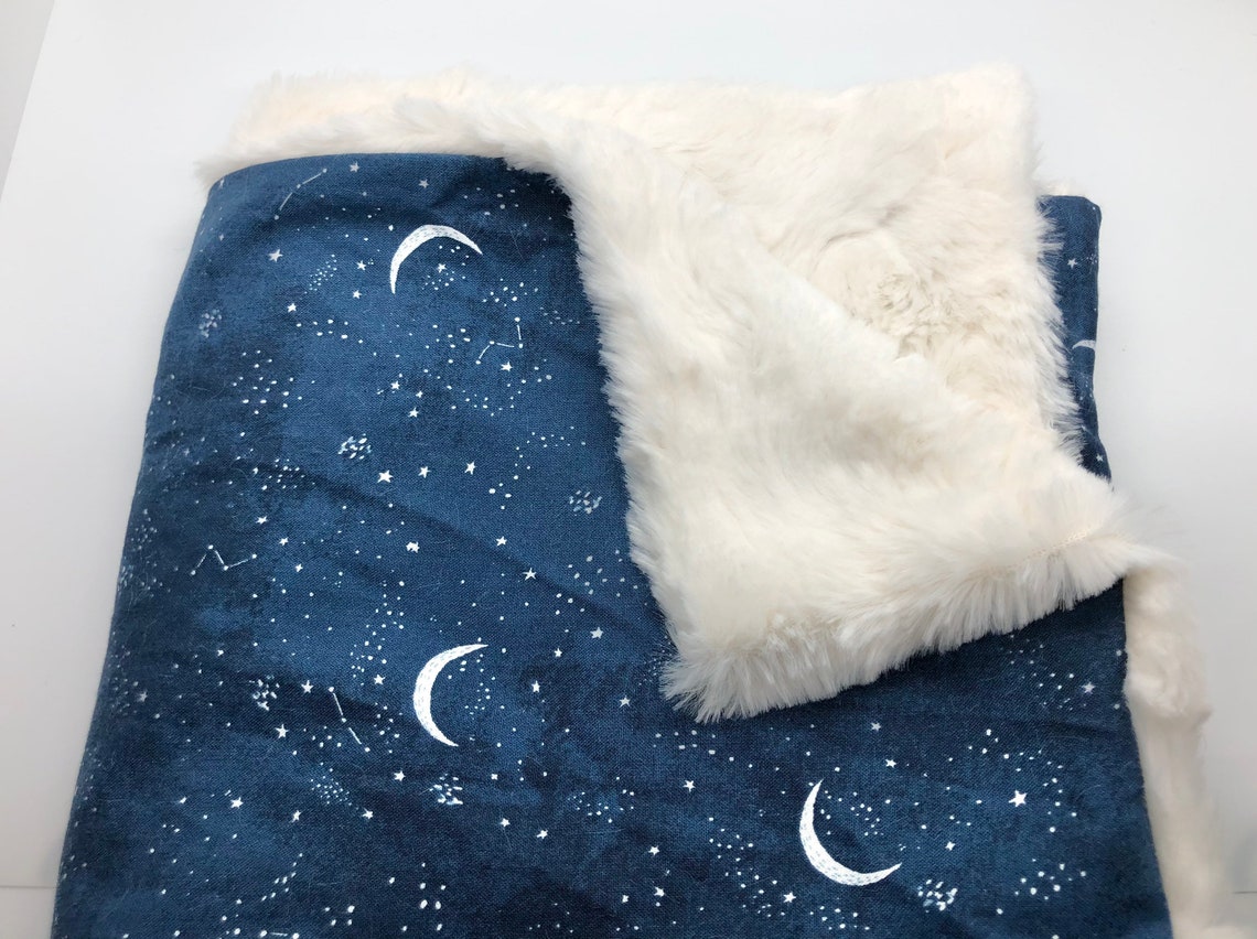 Moon and Stars Baby Blanket Outer Space Nursery Theme Moon Etsy