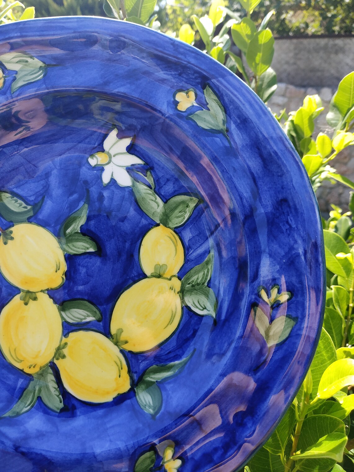 Ceramic Blue Dishing Plate with Yellow LemonsHandmade Etsy