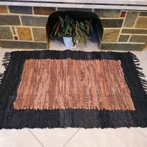 Rustic Fireproof Fireplace Multicolor Hearth Fire Resistant Mat Rug Leather Rug 