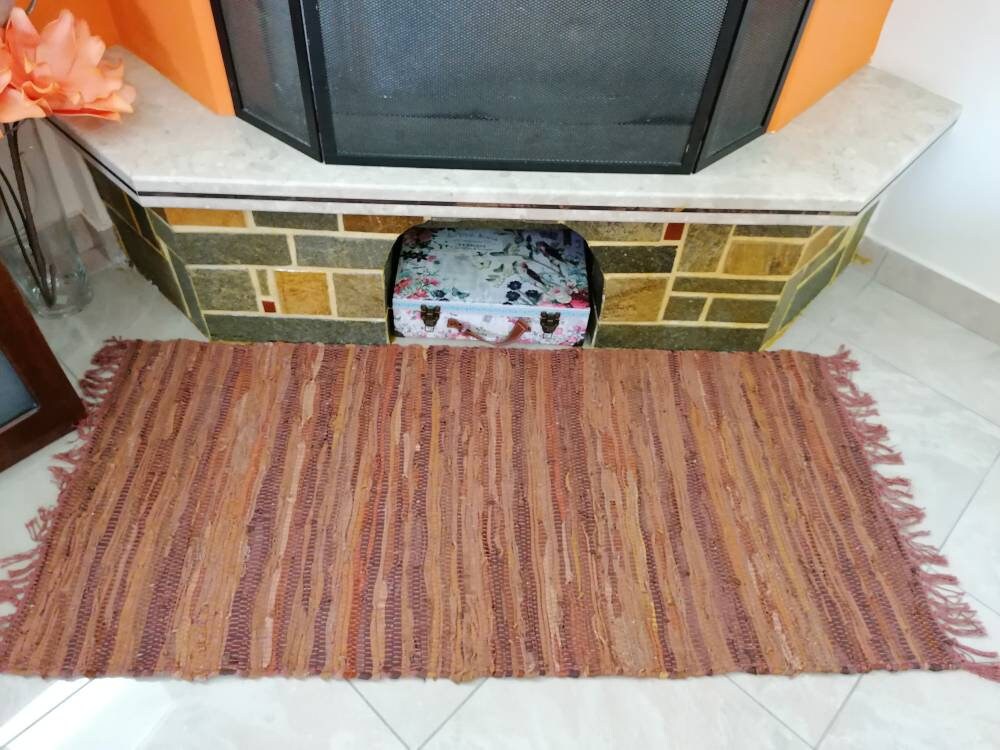 Rustikale feuerfeste Kamin Teppich braun-Orange Herd Feuer | Etsy