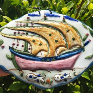 Handgefertigter Keramik Wandbehang mit Schiffsmotiv | Etsy