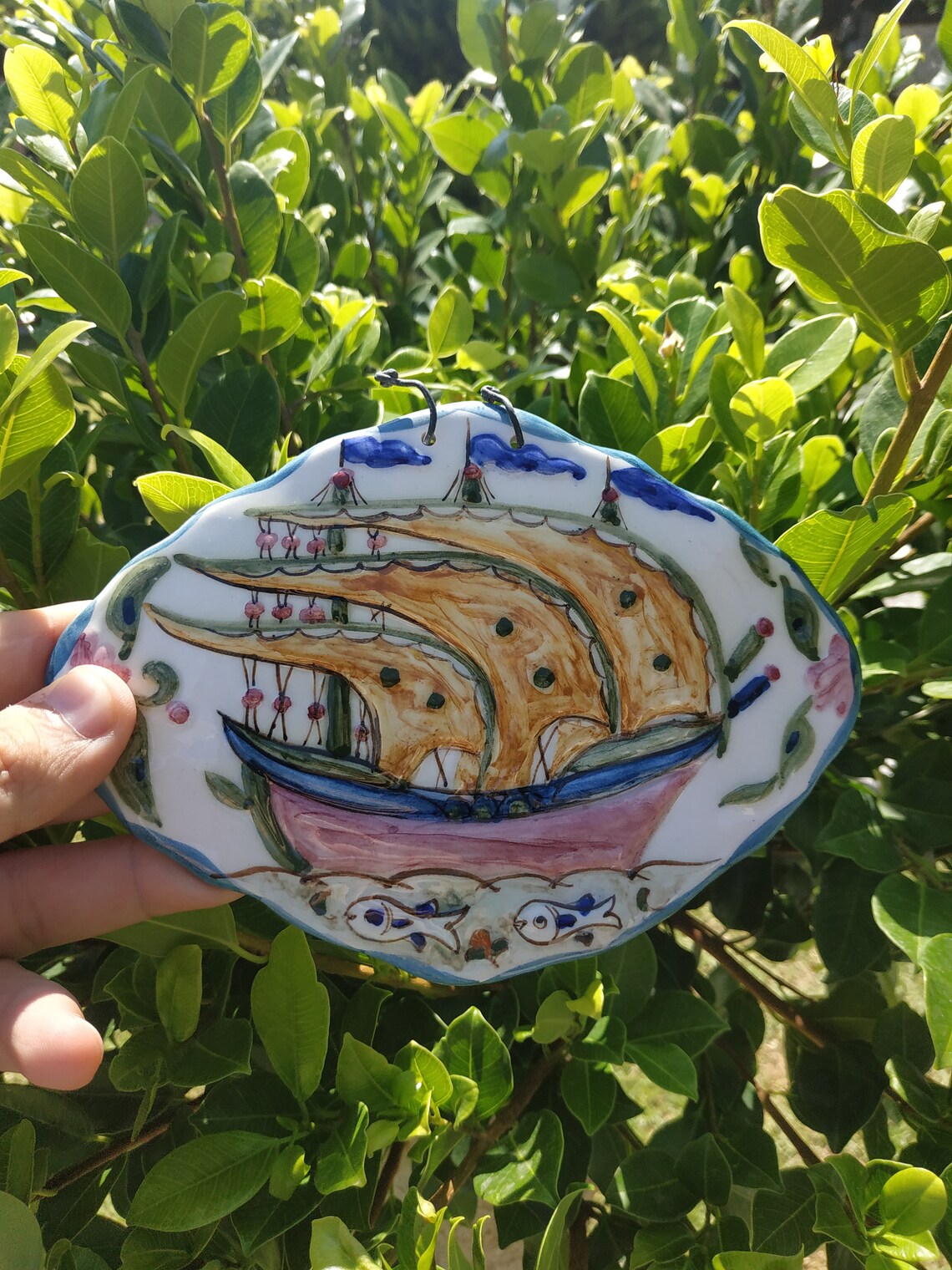 Handgefertigter Keramik Wandbehang mit Schiffsmotiv | Etsy