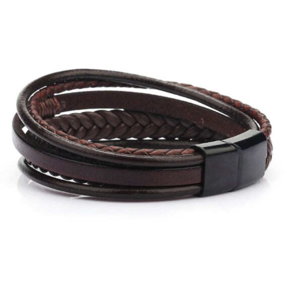 Man Leather Bracelet Mens Brown Leather Bracelet Multilayer Etsy UK