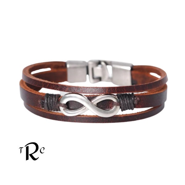 Pulsera de cuero infinito, pulsera de cuero para hombre infinito, pulsera de cuero hombre, pulsera de hombre infinito, pulsera de cuero con símbolo de infinito