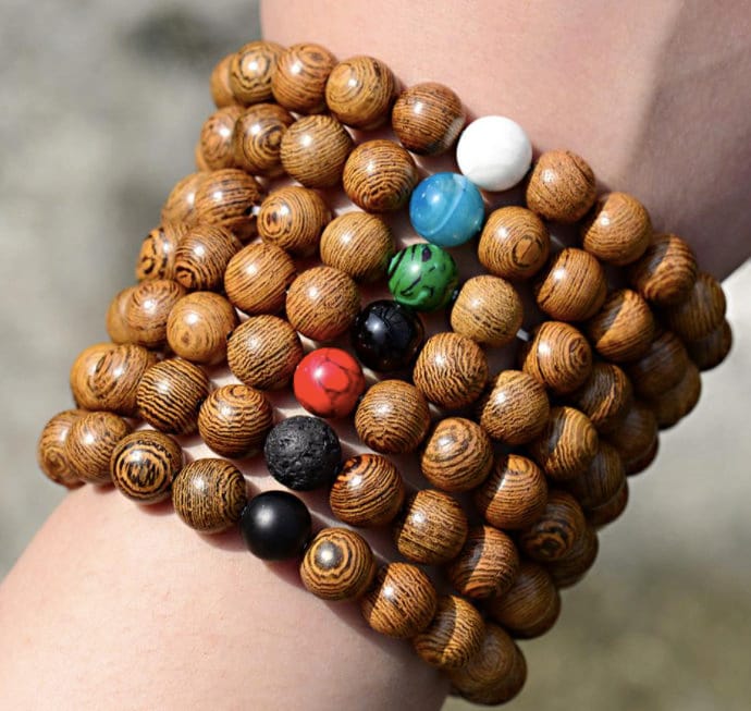 Wooden Charm Bracelet White Stone Bead Charm Handmade Wood Etsy UK