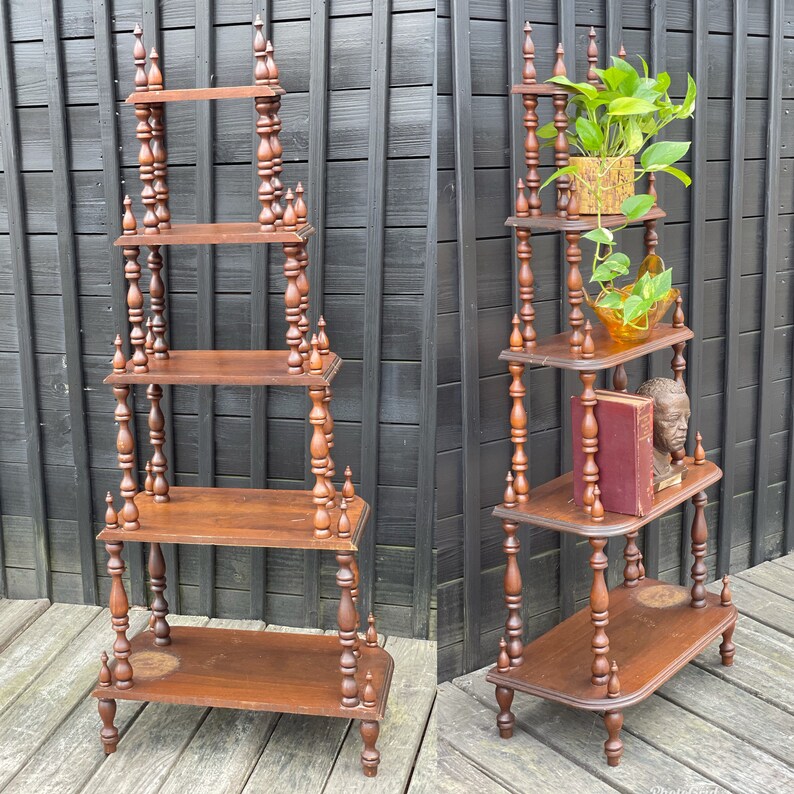 Single Antique Walnut 5Tiered Spindle Shelf whatnot 19th Etsy