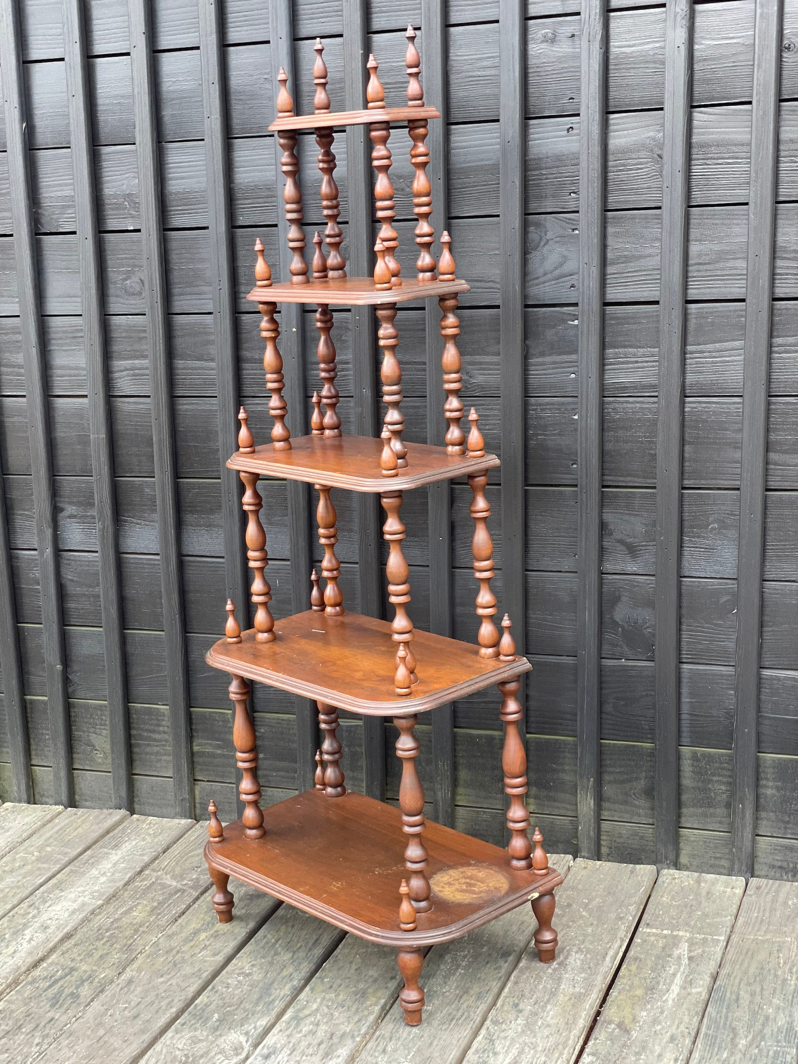 Single Antique Walnut 5Tiered Spindle Shelf whatnot 19th Etsy