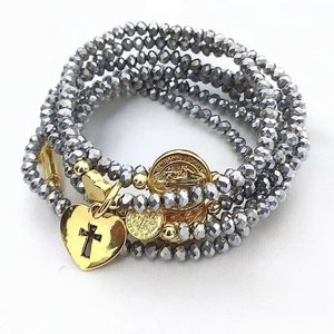 Divine Protection: St. Benedict Bracelet with Cross, Catholic Religious Jewelry, Cross Bracelet, Catholic Divine Protection,  Religious Gift