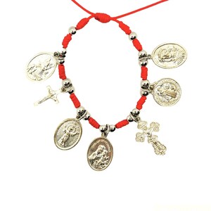 Catholic Rosary Bracelet with Protective Charms, Unique Religious Gift for Her, Christian Jewelry, Religious Charm Bracelet