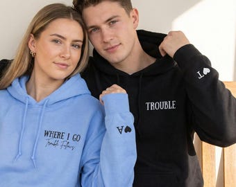 Funny Matching embroidered Couple Hoodies | His and Hers Sweatshirts, Gift for Boyfriend Girlfriend, Unisex Couple Gift, Custom  Hoodies