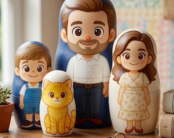 Custom Cartoon Family Nesting Dolls, Personalized Matryoshka Portrait  Gift, Unique Family Portrait Gift, Custom Gift