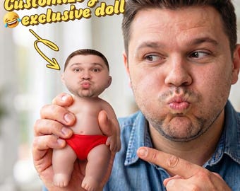 Personalized Face Squishy Toy, Custom Stress Relief Doll, Photo Squeeze Fidget Gift | Funny Gift for Dad, Husband, Boyfriend & Coworkers