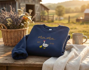Mama Goose Embroidered Sweatshirt, Mother's Day Gift, New Mom Crewneck,  Personalized Mother's Day Sweater