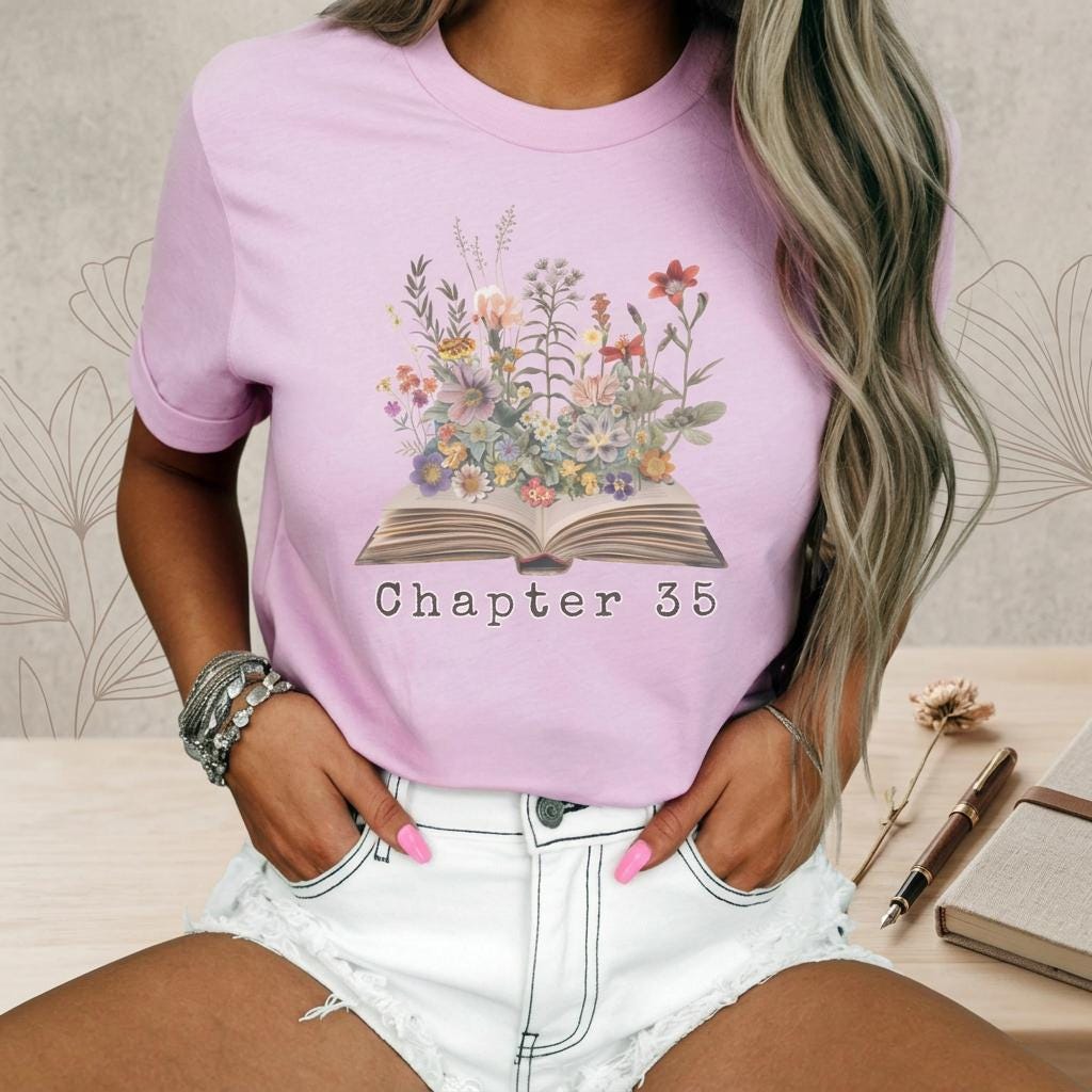 Personalized Chapter Birthday Shirt, Floral Book Lover Tee, Custom Age ...