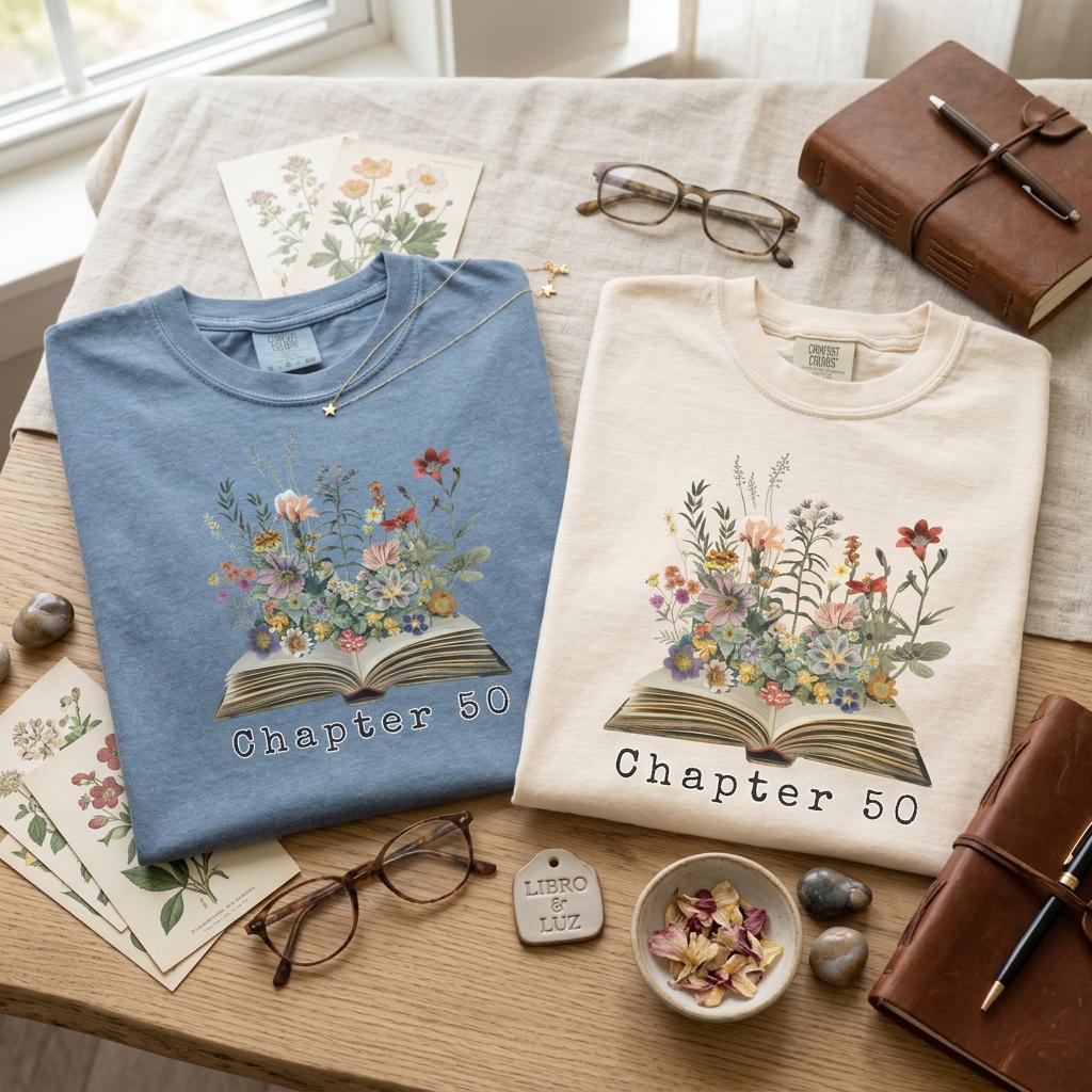 Personalized Chapter Birthday Shirt, Floral Book Lover Tee, Custom Age ...