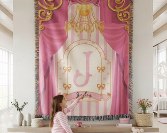 Personalized Princess Woven Blanket, Custom Name Baby Girl Blanket, Nursery Decor, Baby Shower Gift, Toddler, Custom Girl Throw