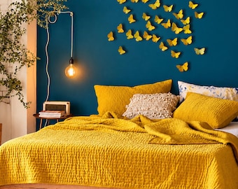 Yellow Ceramic Butterfly Wall Art Set – Handmade Set of 5, 10 and 20 Butterflies