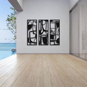 GIGA Triptych - Aluminum Metal Composite Decorative Modern Art - ABSTRACT - M010-47"w x 40"h Interior/Exterior