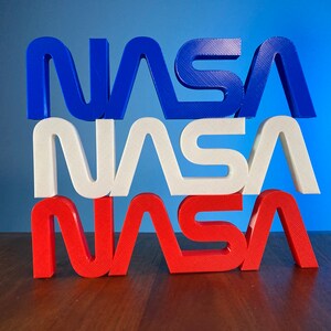 3D Printed Red White and Blue NASA Worm Logo Display Set