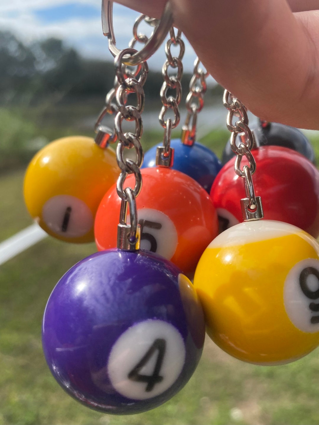 Pool Ball Keychain/ 8 Ball Keychain/ Vintage 8ball/ Billiards Keychain /mini Billiards Ball