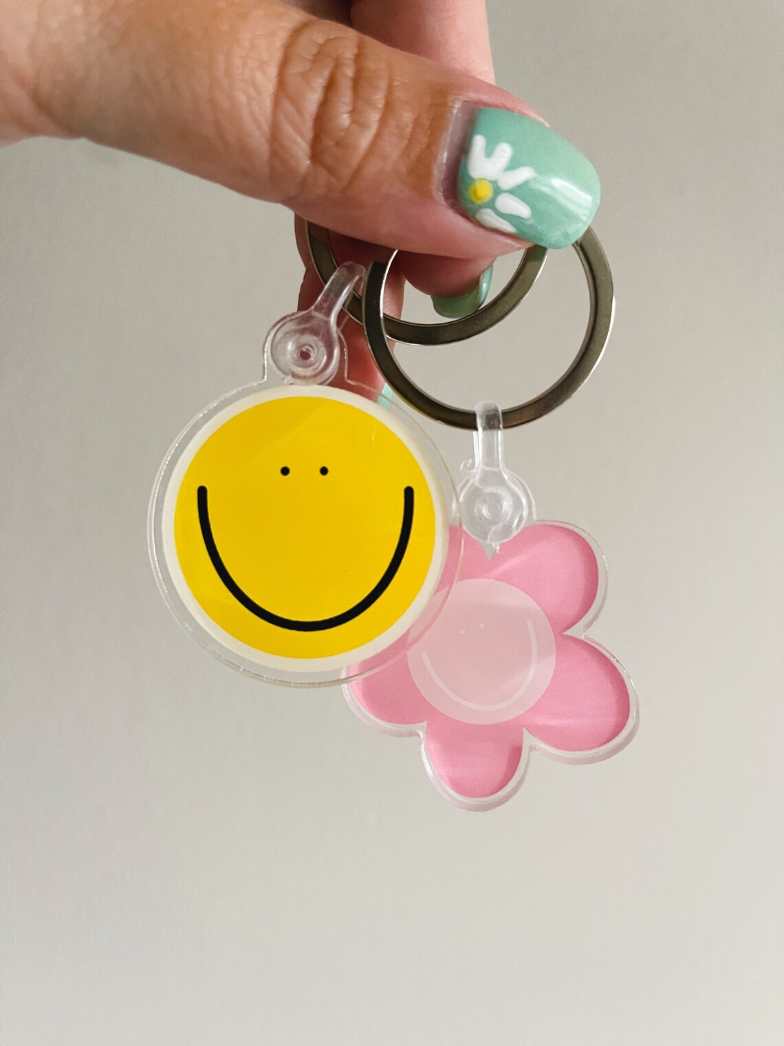 Smiley face keychain Etsy