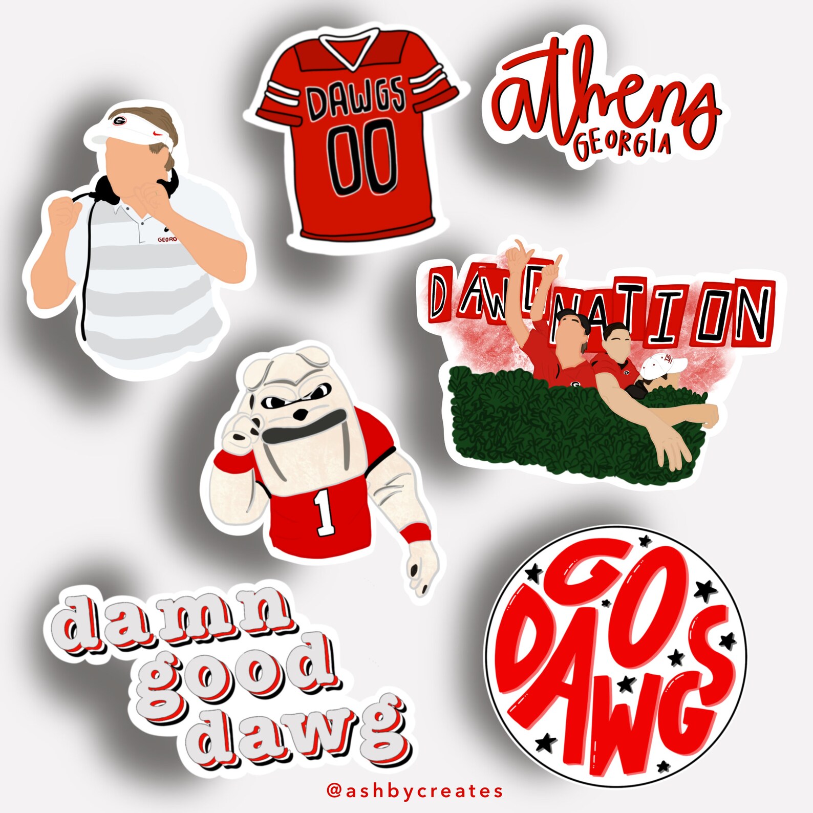 UGA Sticker or Set Etsy