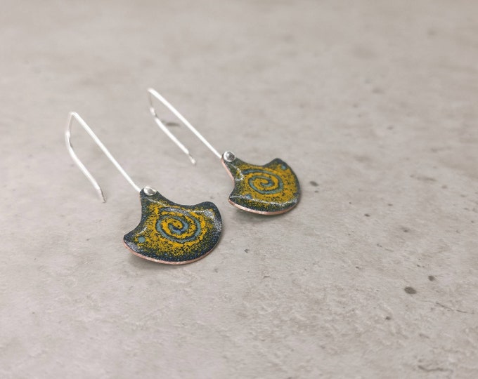 Ginkgo /Enamelled earrings