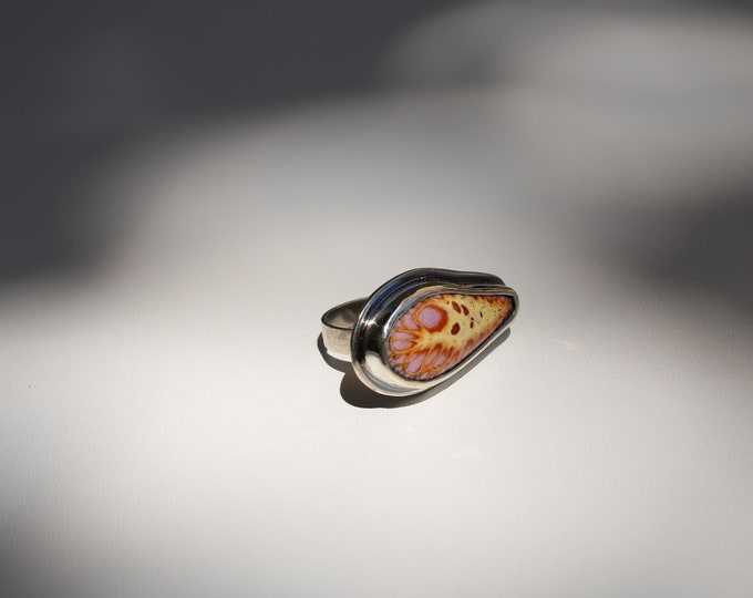 Enameled "Bone" ring