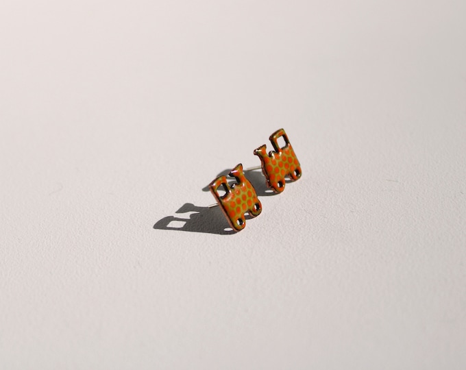 Trains Enamel Earrings