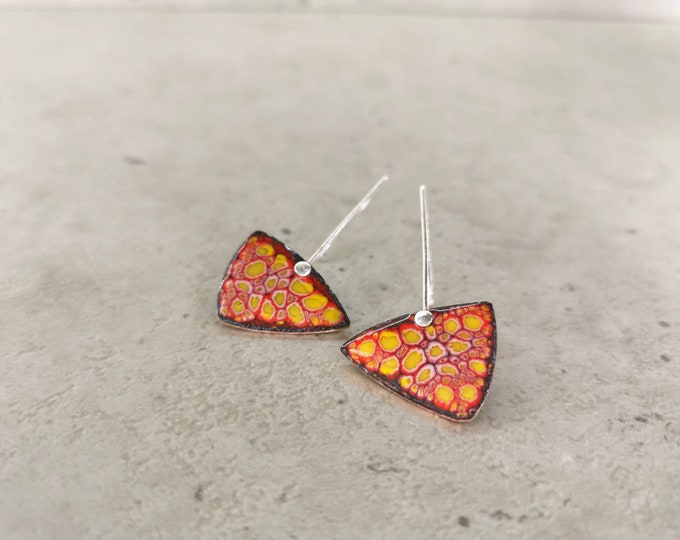 Inverted Pyramids / Enamelled Earrings