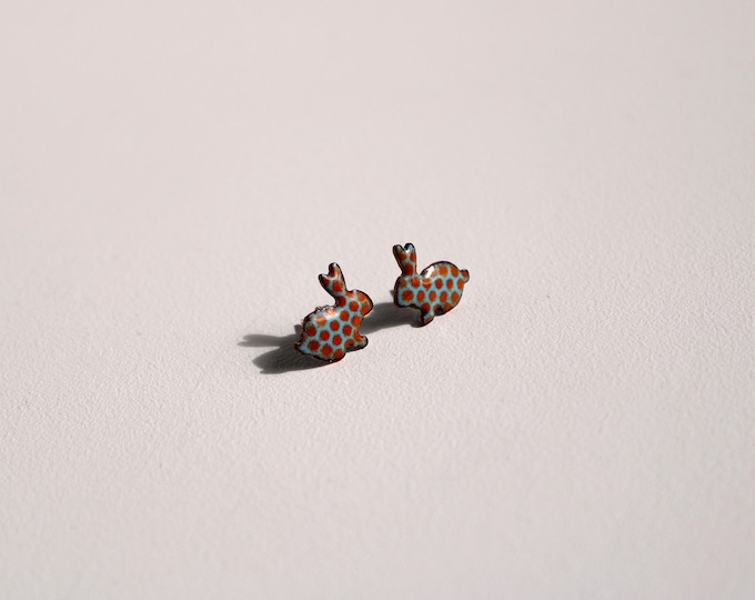Rabbit Enamel Earring