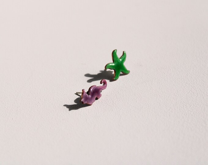 Enameled Starfish "Earring"