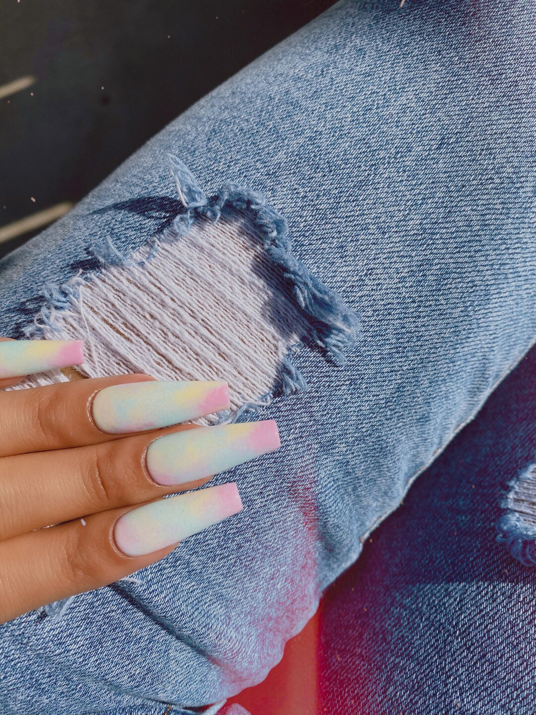 Tie Dye Press on Nails Pastel Nails Custom Press on Nails - Etsy