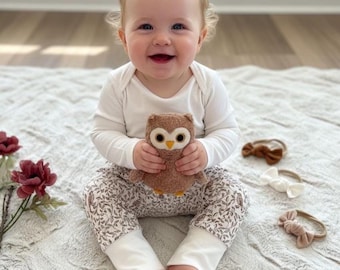 Handmade Baby Grow With Me Pants: Vintage Bird Print - Unique Baby Gift for Girls