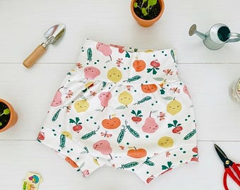 Handmade Garden Baby Bloomers: Summer Veggie Bummie Shorts