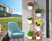 Bamboo Plant Stand Rack 6 Tier - Indoor Flower Pots Stand, Outdoor Plant Shelves Rack Holder