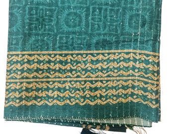 Designer groene chinon zijde dupatta| Indiase etnische dupatta| Dupatta met groene print