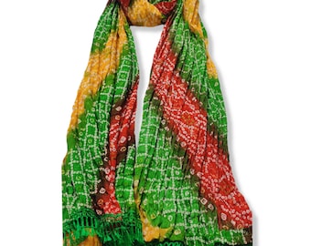 Rajasthani Seda Bandhani Bandhej Dupatta Multicolor Triturada