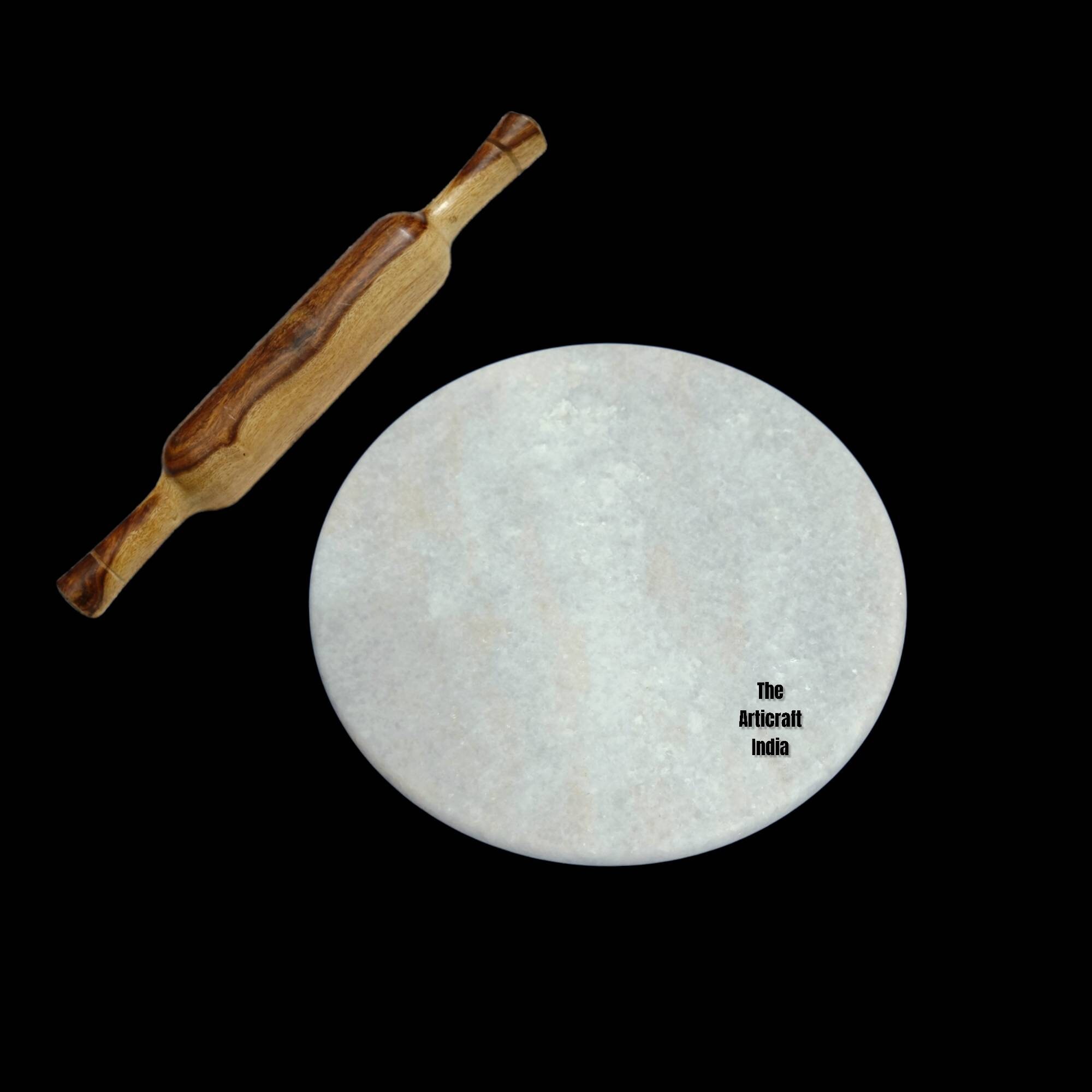Indian White Marble Roti Maker with Wooden Belan/White Marble Chakla 