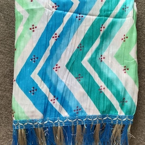 Bandhani Crushed Silk Dupatta: Multicolor Bandhej Wrap with Tassels