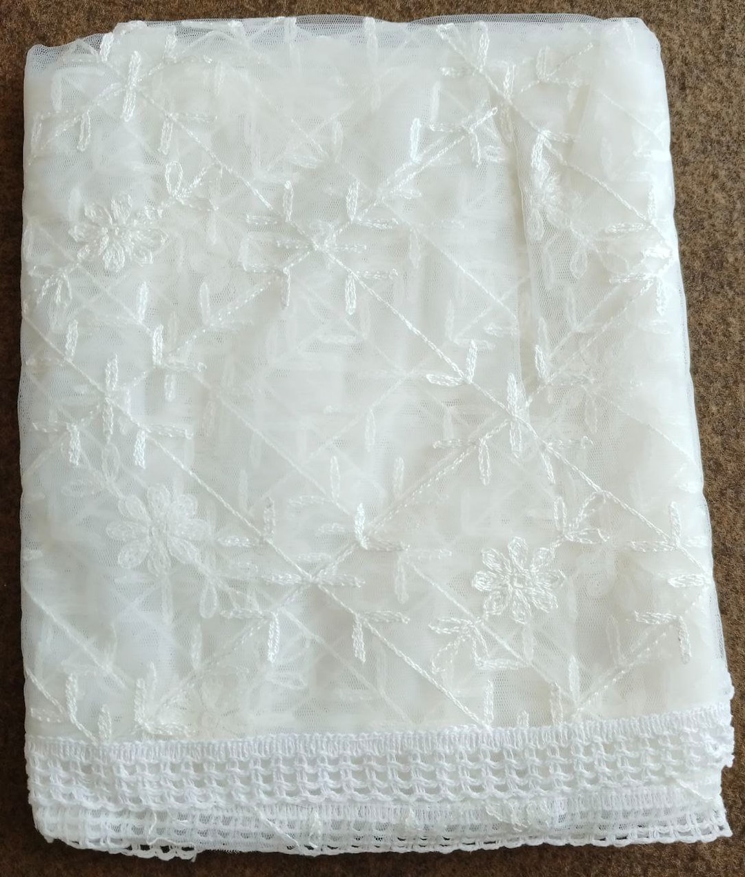 White net dupatta with orange duptta