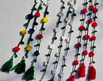 Handmade Crochet Hair Tie with Tassels |Crochet Hair Parandi| Elegant Hair Styling Accessory for Festive & Daily Wear| Boho Hair Accessory