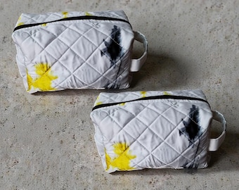 Upcycled Cosmetic Bag | Quilted Makeup Pouch Made from Saree | Handmade Eco Friendly Toiletry & Travel Bag