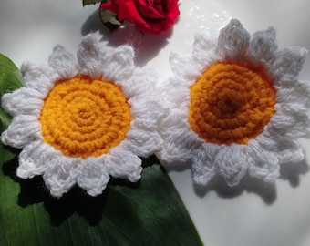 Handmade Crochet Flower Hair Ties | Floral Hair Accessories for Girls & Women | Custom Color Hair Ties Set of 2