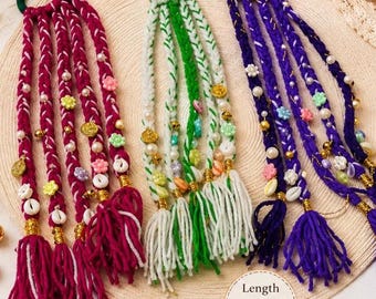 Boho Hair Tie with Tassels| Festival Hair Wrap| Navratri Garba Hair Accessory | Handmade Festival Hair Wrap | Boho Ponytail Holder