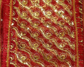 Red Pooja Chunari Cloth Size :- 20 Inches x 8 Inches Net Chunni Puja Festival Decoration Items Chunr Aasan Devi Maa MATA Chunri for Statue Choki aasan Posters Frame