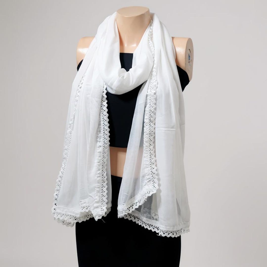 Pure white chiffon dupatta main image 1