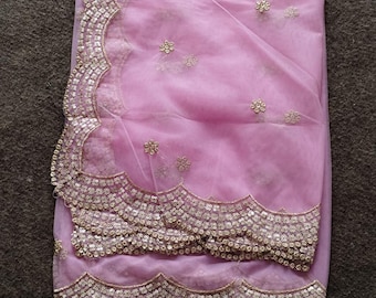 Designer lichtroze net Dupatta | Indiase dupatta| Netto booti geborduurd lichtroze Dupatta| Lichtgewicht fancy lichtroze net Dupatta