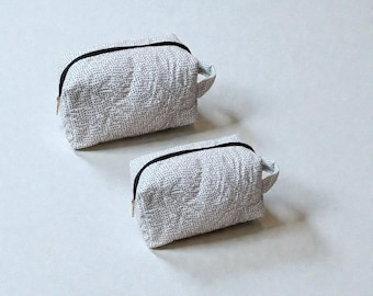 Cosmetic Bag – Set of 2 Quilted Recycled Fabric Makeup Pouches, Eco Friendly Travel Bag