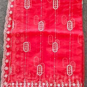 Red Organza Dupatta With Golden Sequins Zari Work| Multipurpose Red Organza  Scarf| Nikah Dupatta| Devi Ma Dupatta|Red Chunri Bridal Dupatta